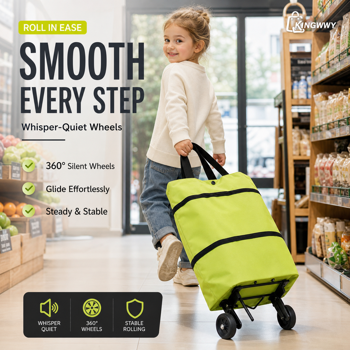 CartCaddy – Foldable Rolling Shopping Bag