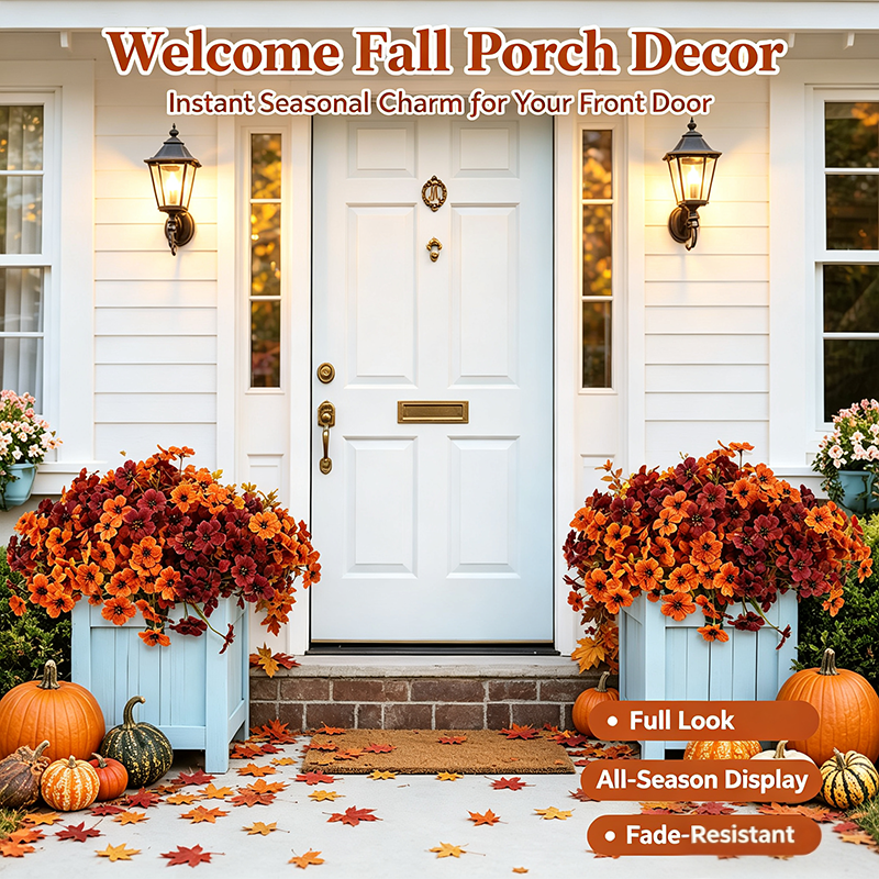 HarvestLoom – 12-Piece UV-Resistant Autumn Flower Bouquet