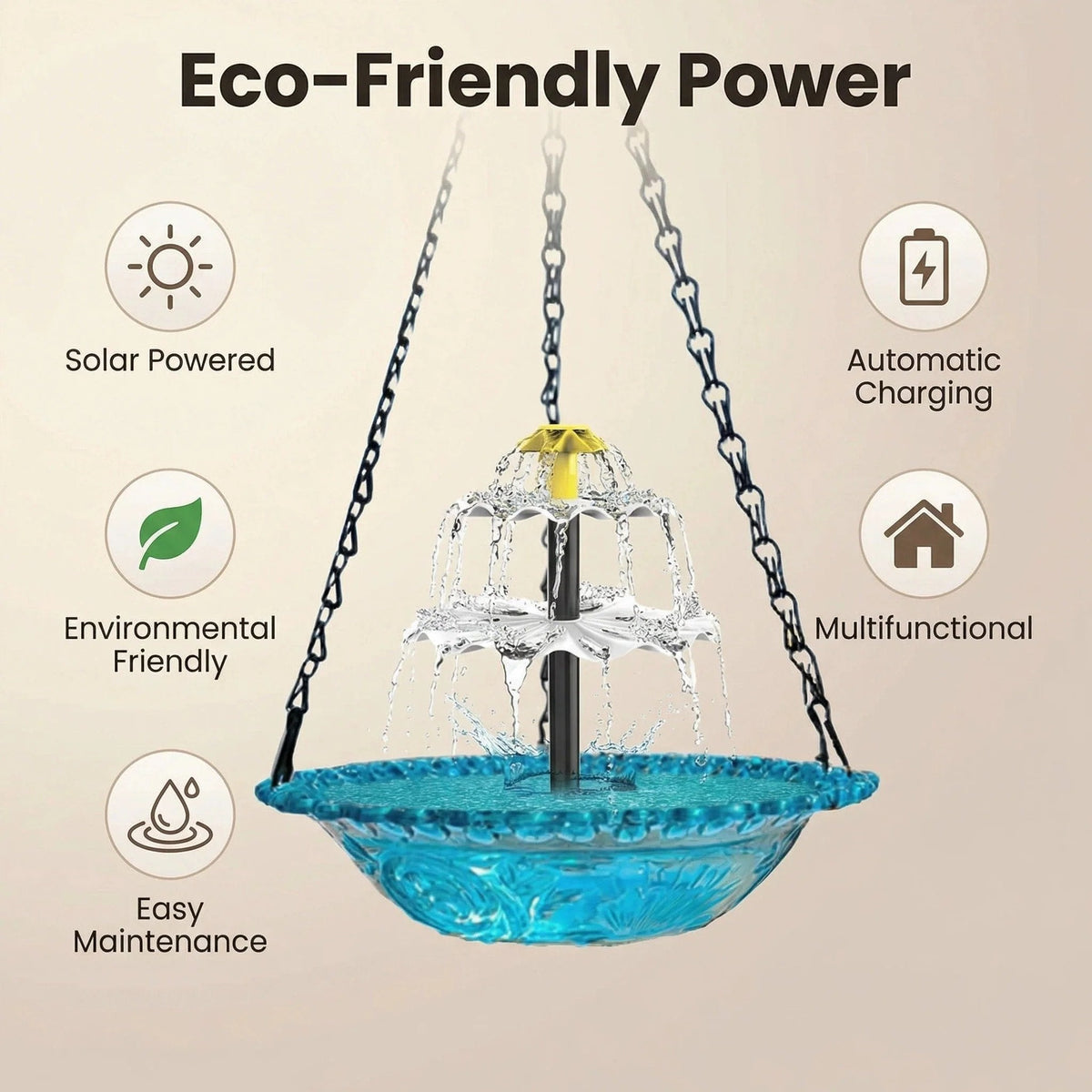 BirdOasis – Solar Hanging Cascade Fountain