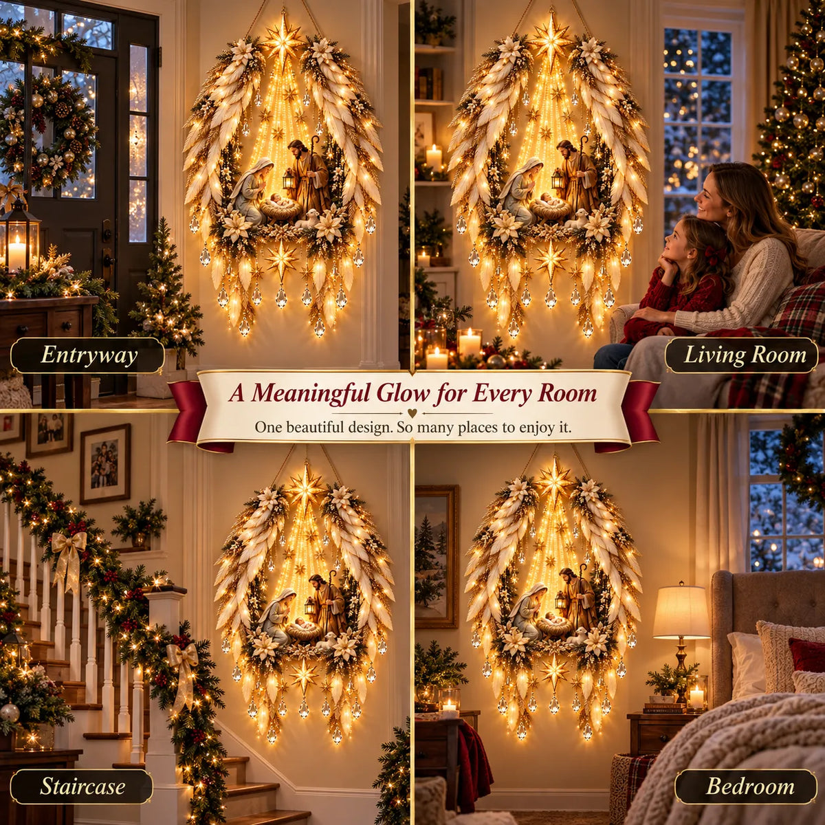 SacredRadiance – Holy Family Lighted Wall Décor