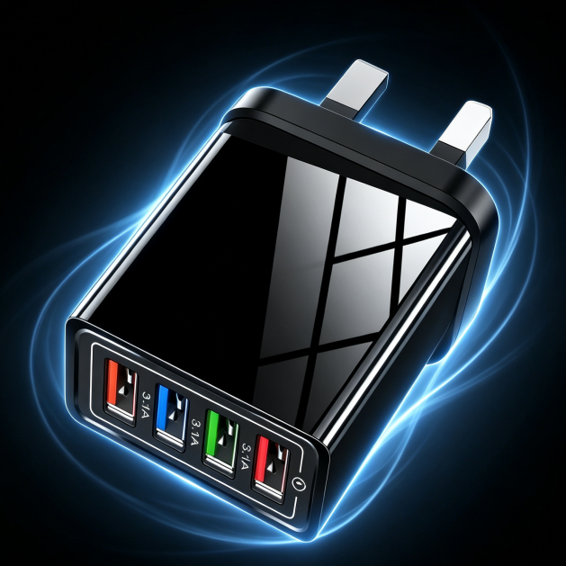 VoltarisCore – 4-Port Quick Charge Travel Adapter