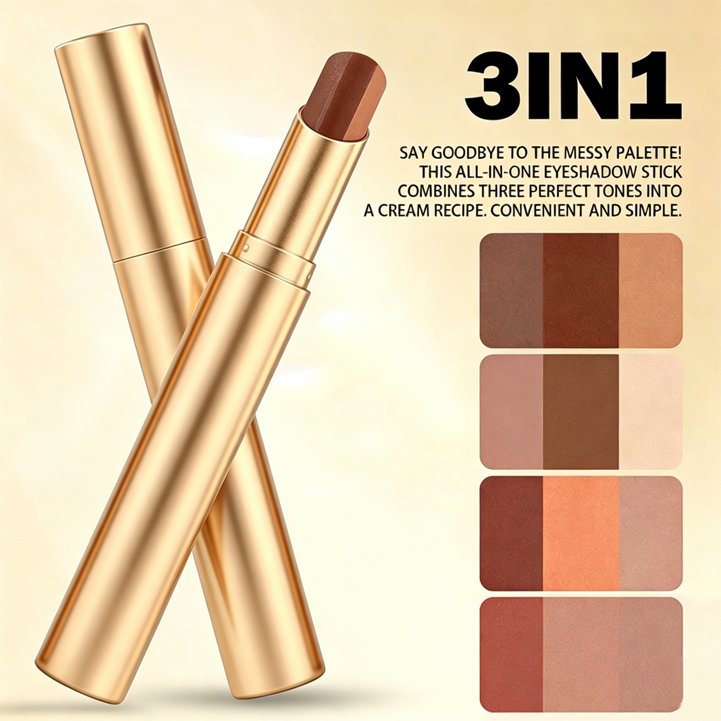 GlowMuse – 3-In-1 Waterproof Shimmer Eyeshadow Stick