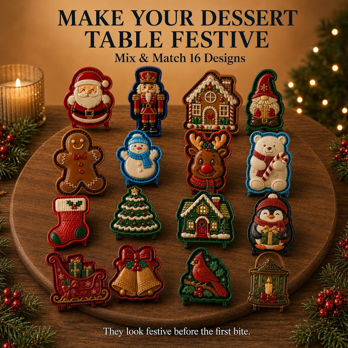 JollyBake – 16-Design Holiday Pie Mold Set