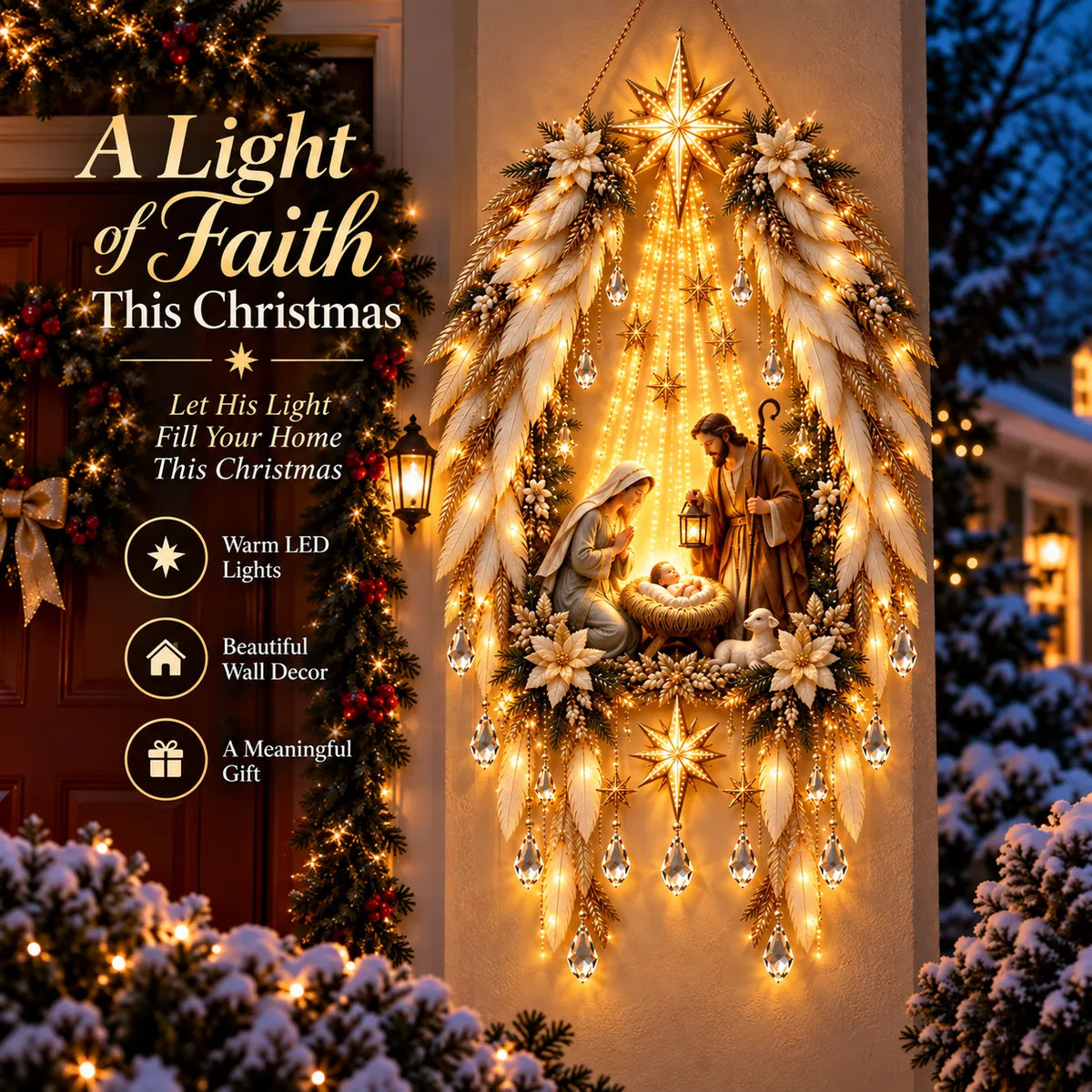 SacredRadiance – Holy Family Lighted Wall Décor