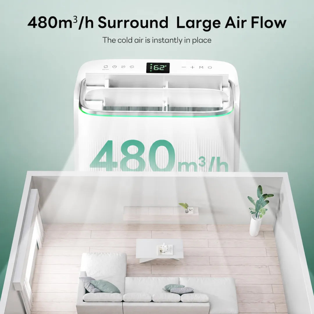 🔥Clearance Sale🔥14,000 BTU Dual Hose Portable AC – Smart Inverter Cooling for Rooms Up to 500 sq. ft.