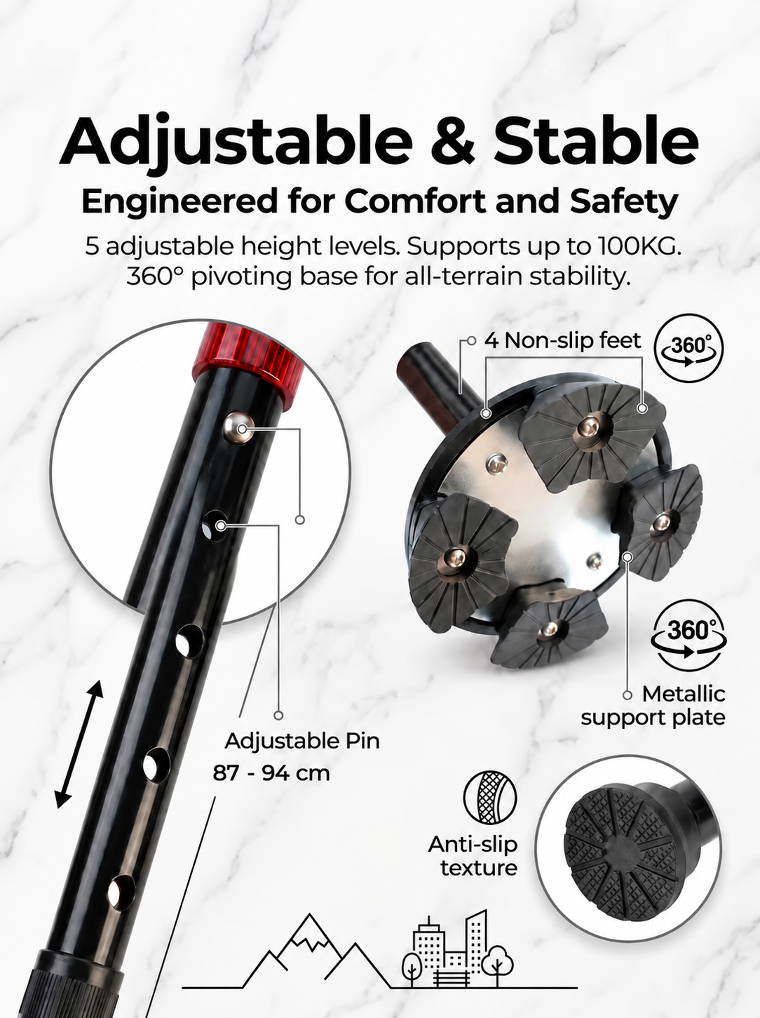 SafeStride – Smart Foldable Senior Walking Cane