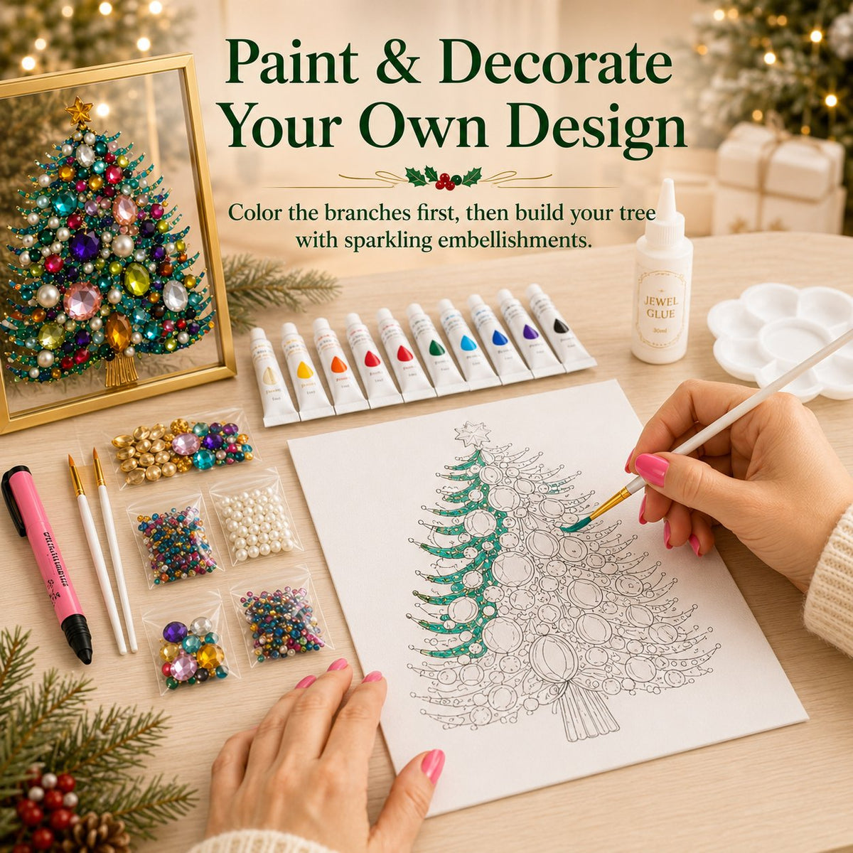 SparkleTree – Christmas Gem & Pearl Art Kit