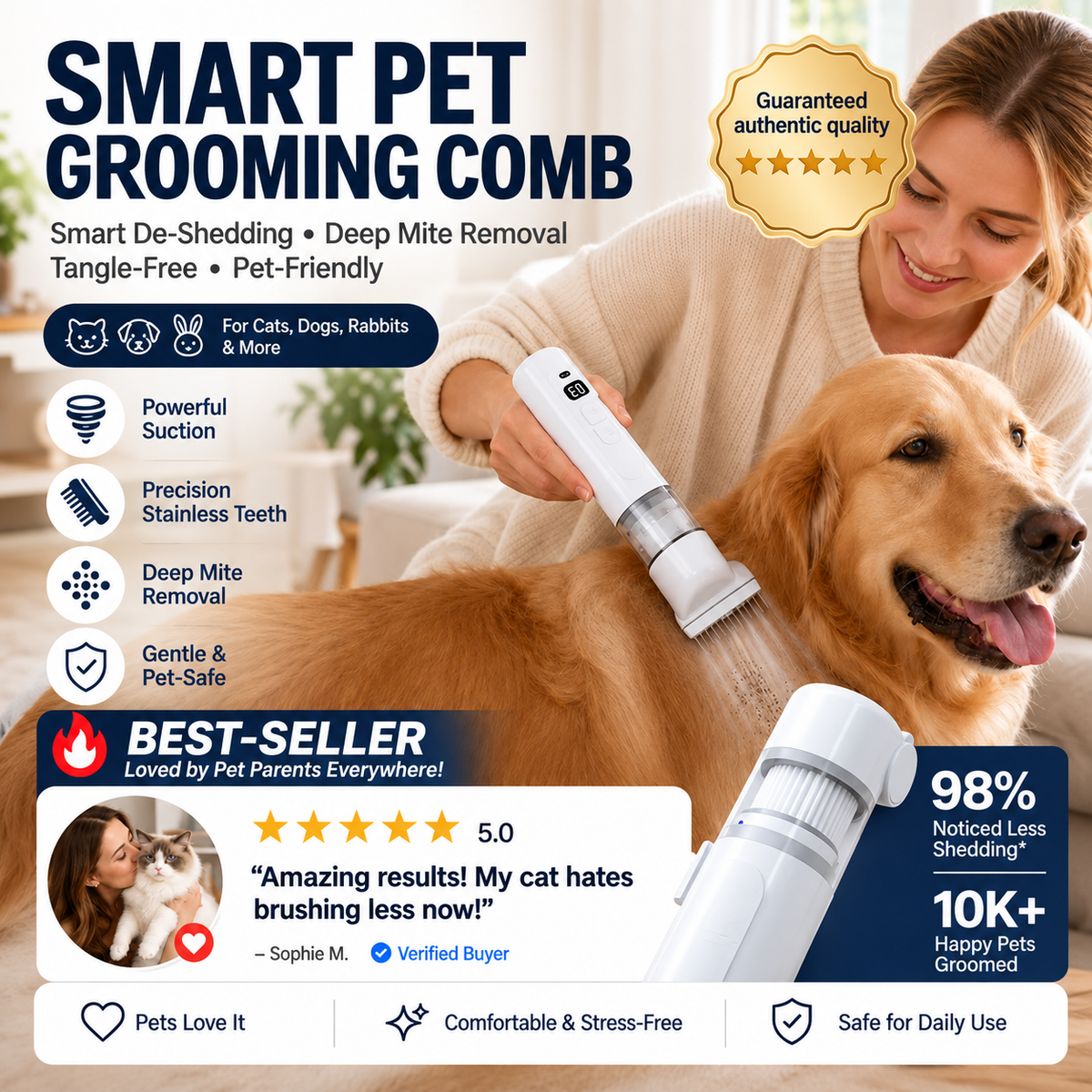 PawVanta – Electric Pet Grooming & Flea Removal Comb
