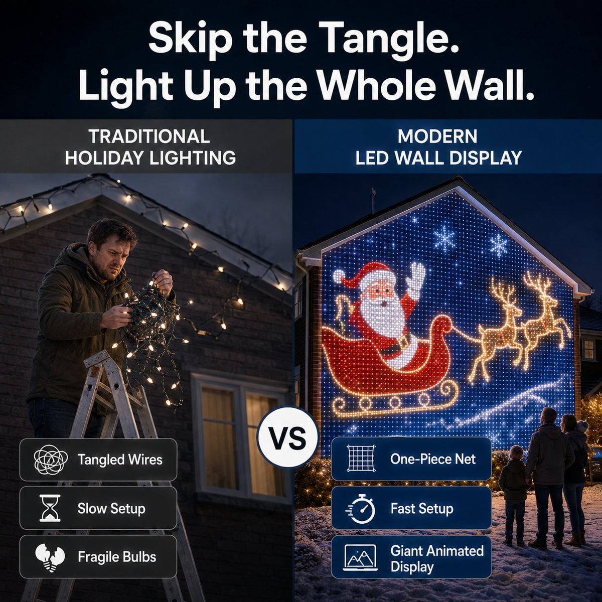 GlowGrid – Christmas LED House Net Curtain Lights