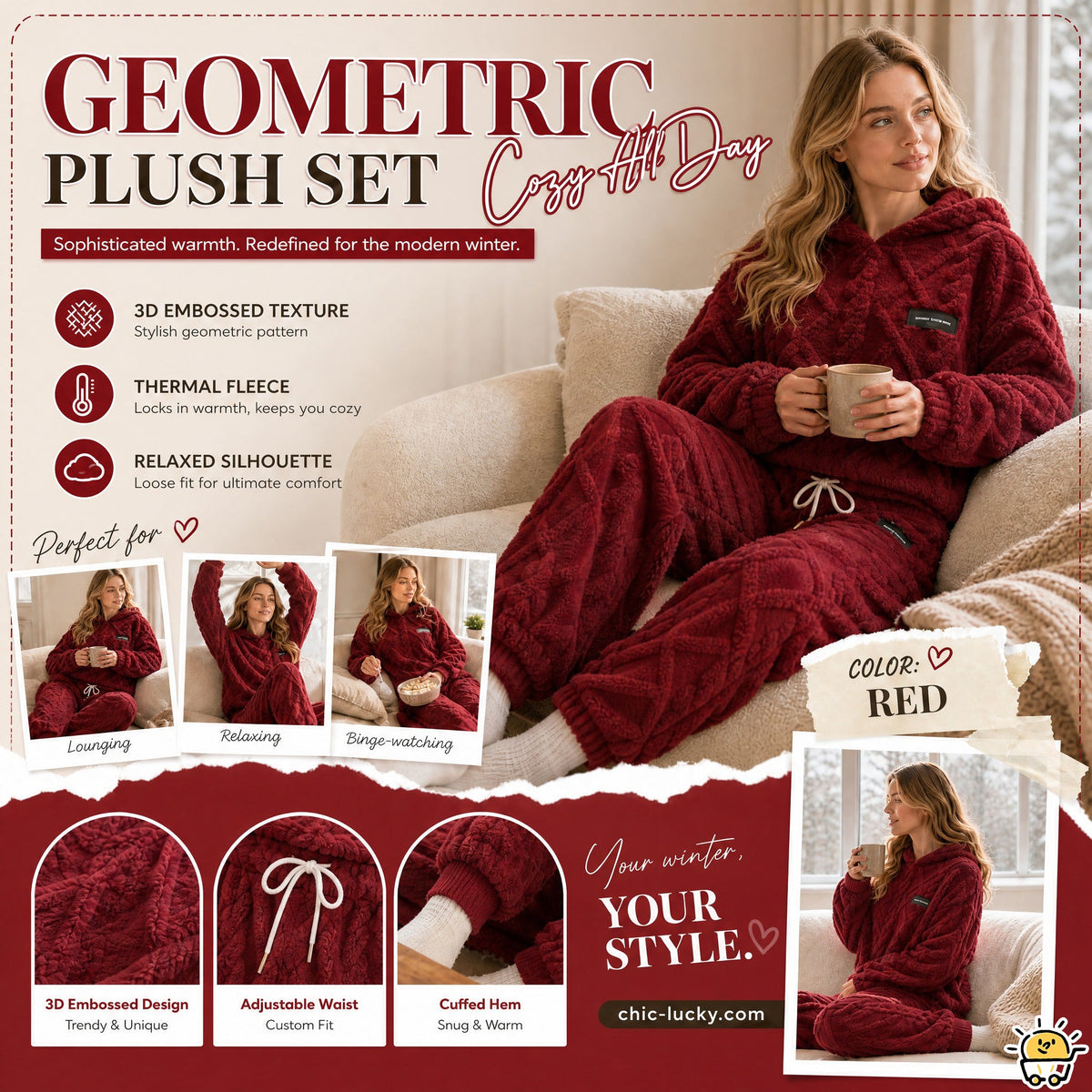 WinterLoom – 3D Geometric Plush Comfort Set