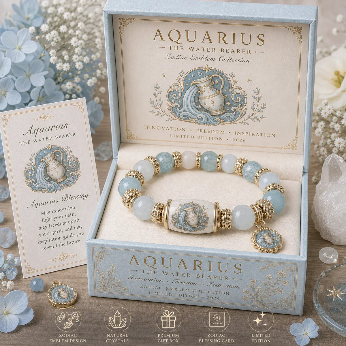 ZodiacBloom – Birth Sign Stone Charm Bracelet