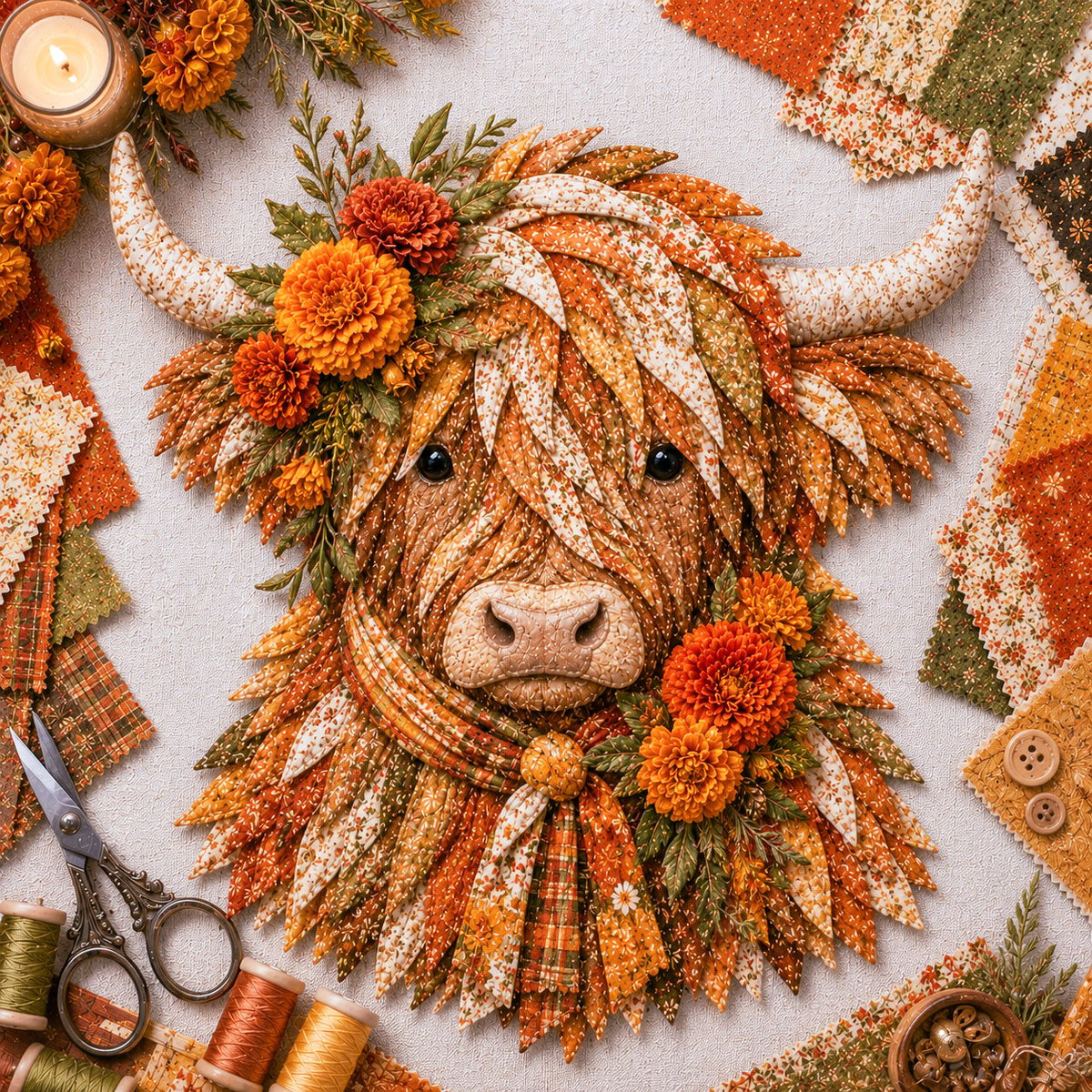 FloralMoo – 3D Highland Cow Fabric Art Kit