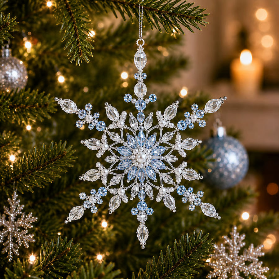 FrostLuxe – Beaded Snowflake Ornament DIY Kit