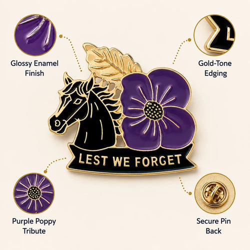 ReMemora – War Horse Purple Poppy Remembrance Brooch