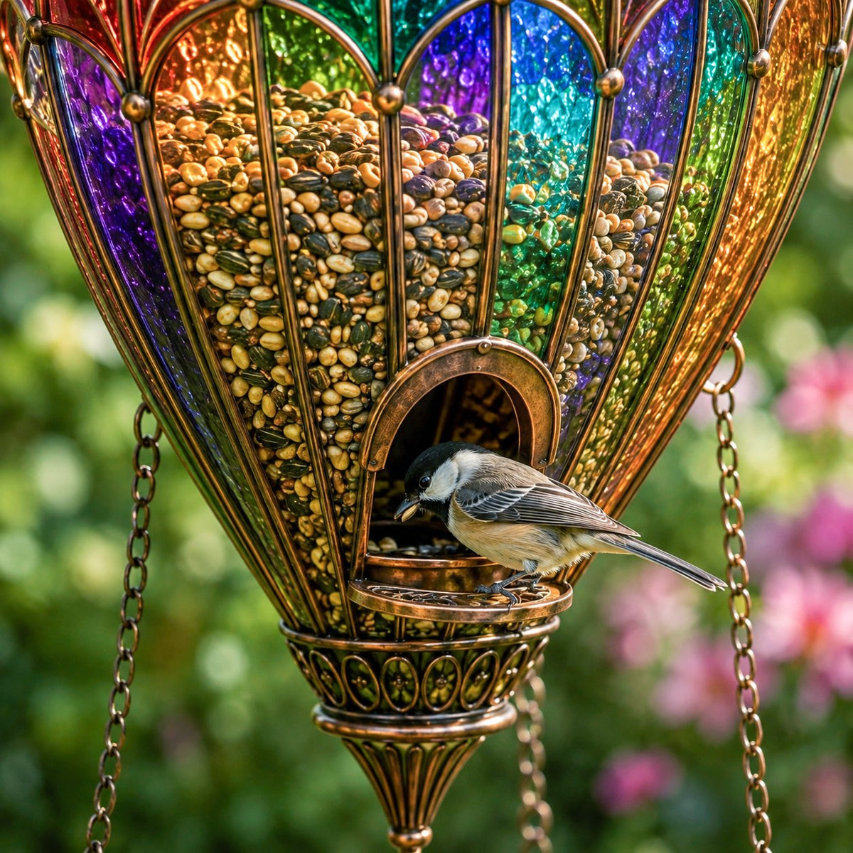 AeroBloom – Colorful Hot Air Balloon Bird Feeder Fountain