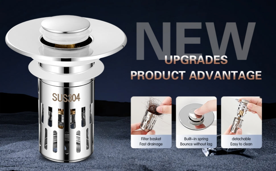 PureDrain – Stainless Steel Pop-Up Drain Stopper