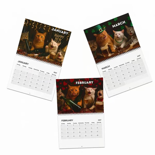 Paws & Pints – Humorous Cats 2027 Wall Calendar