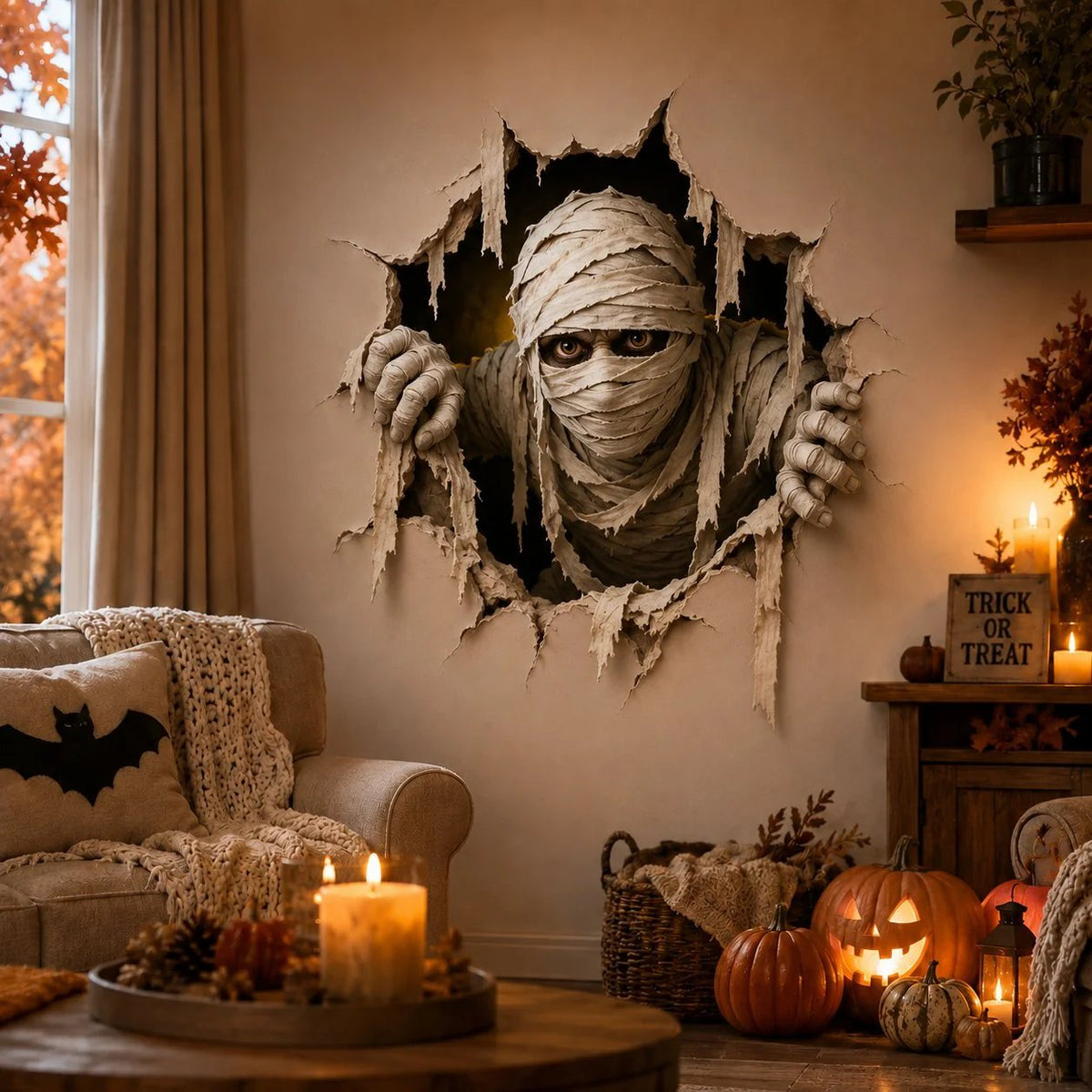 HauntOra – Halloween Witch Break-In Wall Decal