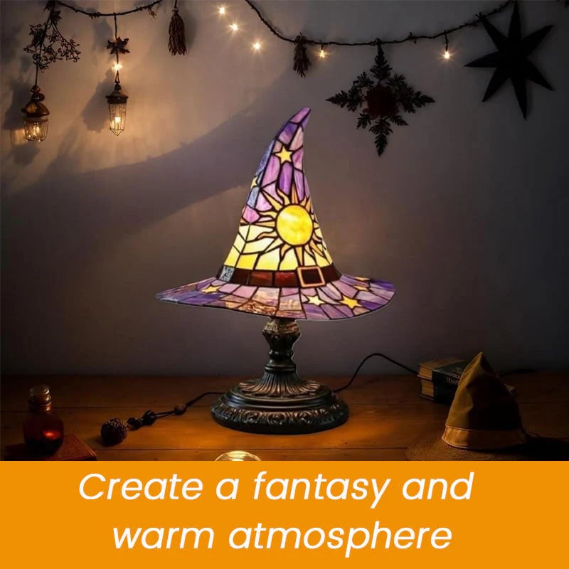 MysticGlow – Witch Hat Stained Glass Night Light