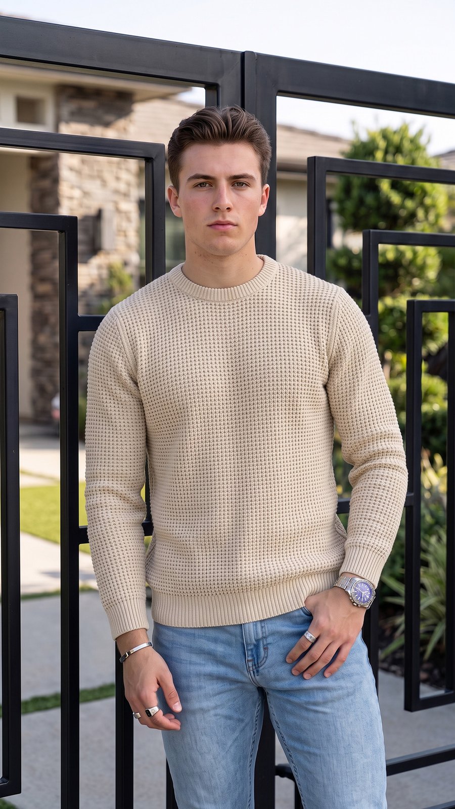 WinterWeave – Oversized Waffle-Knit Pullover