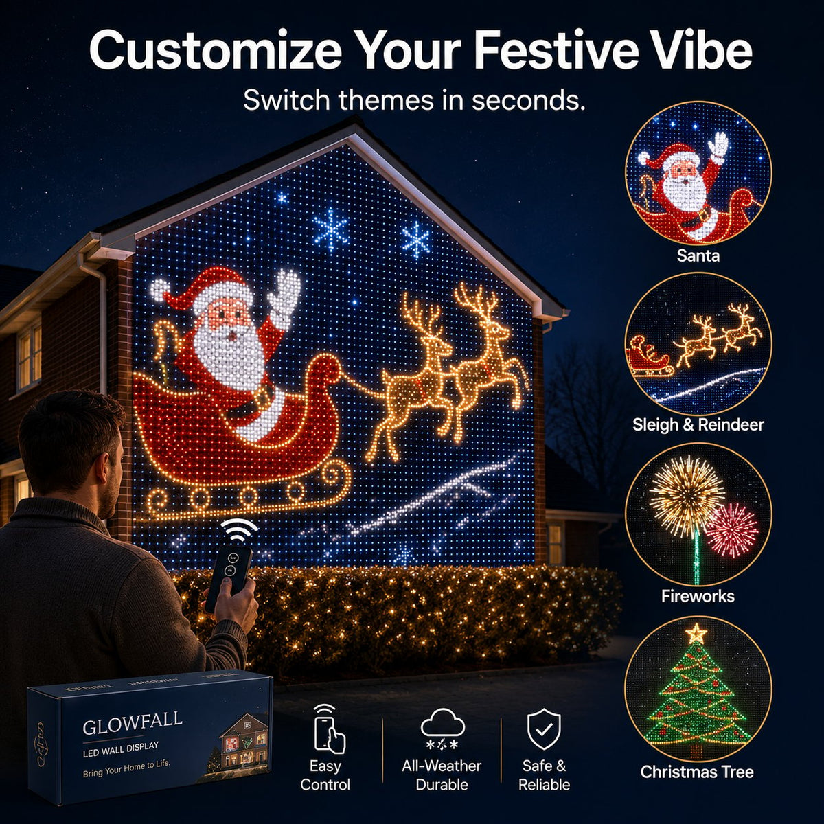 TwinkleHaven – Christmas LED House Net & Outdoor Curtain Lights