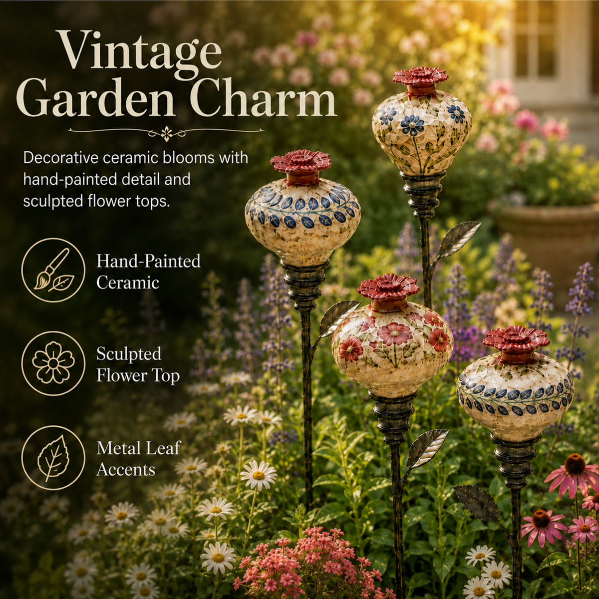HummingbirdHaven – Retro Floral Garden Feeder