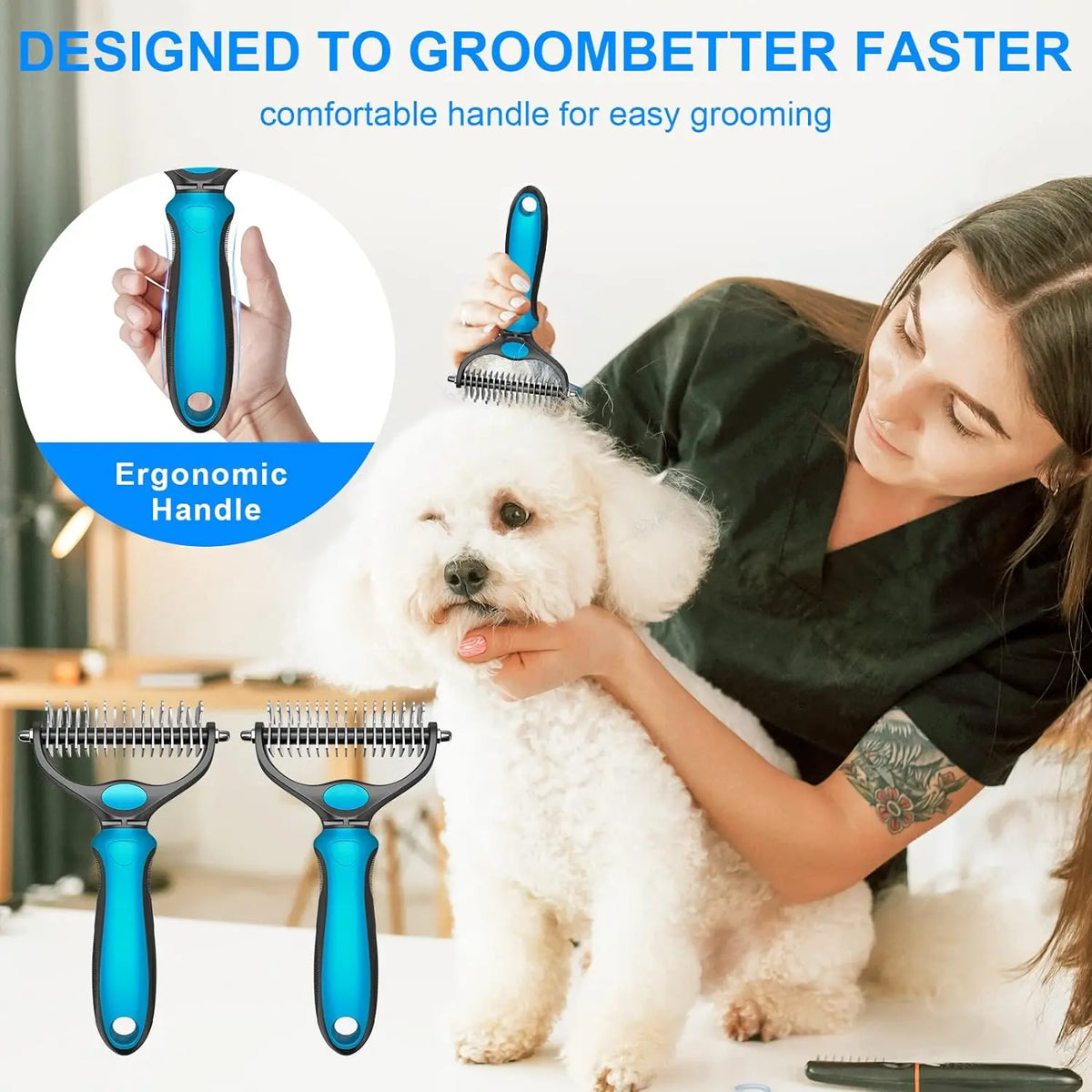 FurLuxe – Dual-Sided Pet Deshedding & Detangling Brush