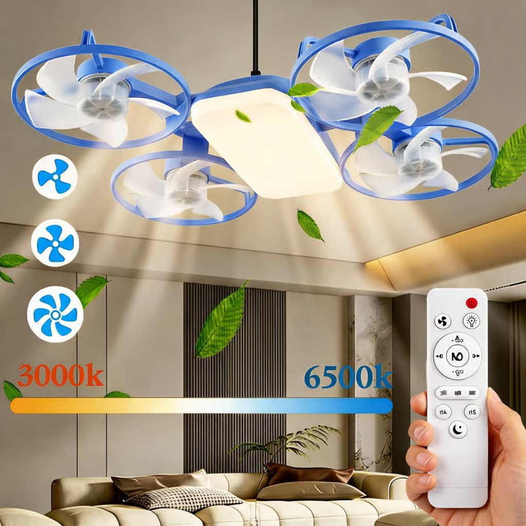AeroLuxe – Foldable Blade Ceiling Fan Light