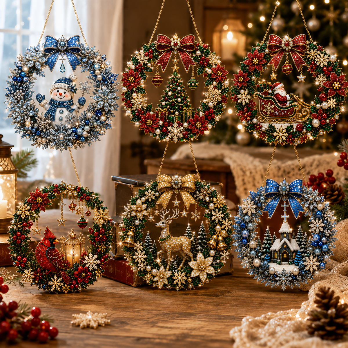 WinterGems – Christmas Diamond Art Wreath Pendant
