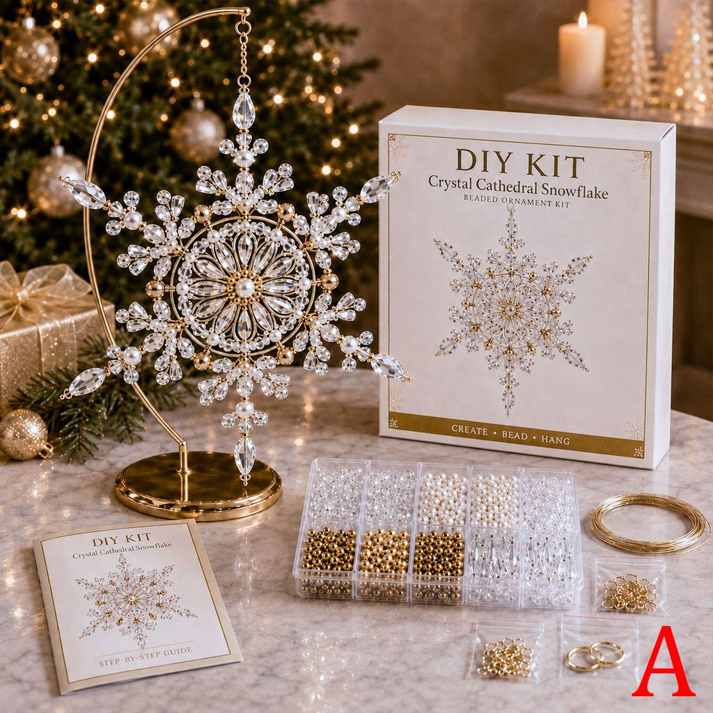 FrostLuxe – Beaded Snowflake Ornament DIY Kit