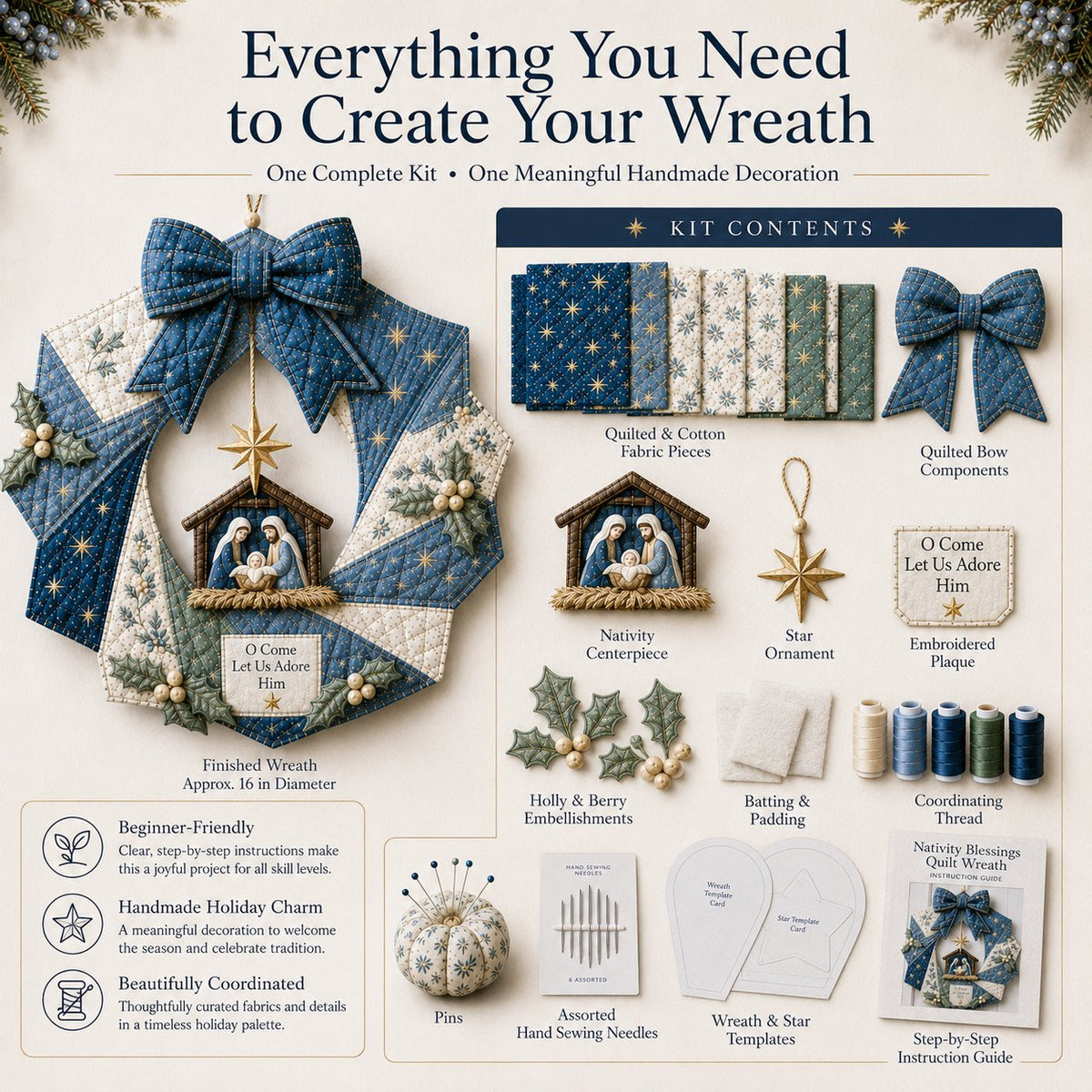 ChristmasCraft – Festive Fabric Wreath Making Kit