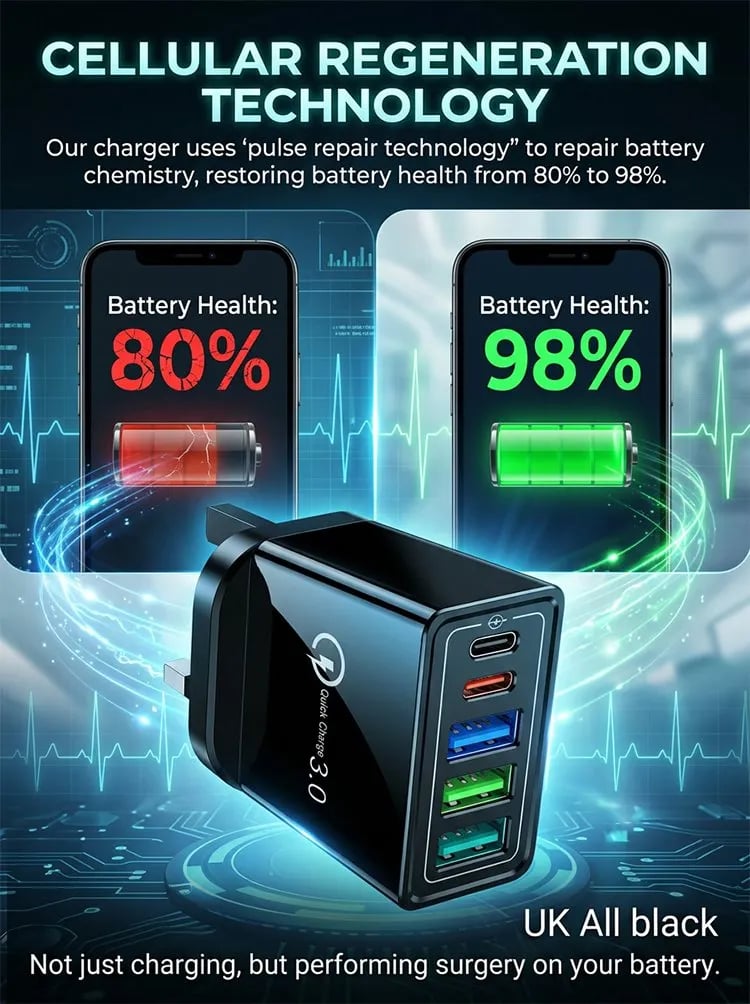 VoltarisCore – 4-Port Quick Charge Travel Adapter