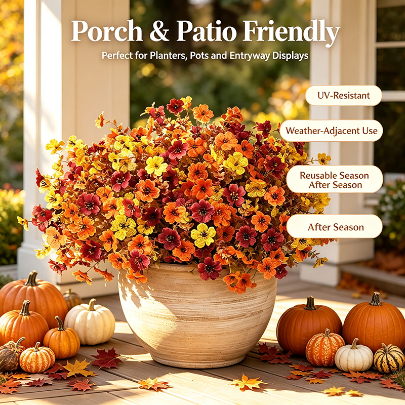 HarvestLoom – 12-Piece UV-Resistant Autumn Flower Bouquet