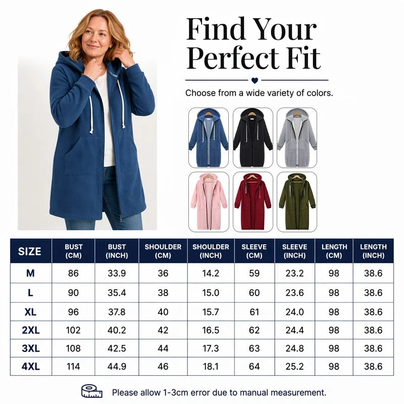 CozyHaven – Women’s Long Zip-Up Fleece Hoodie