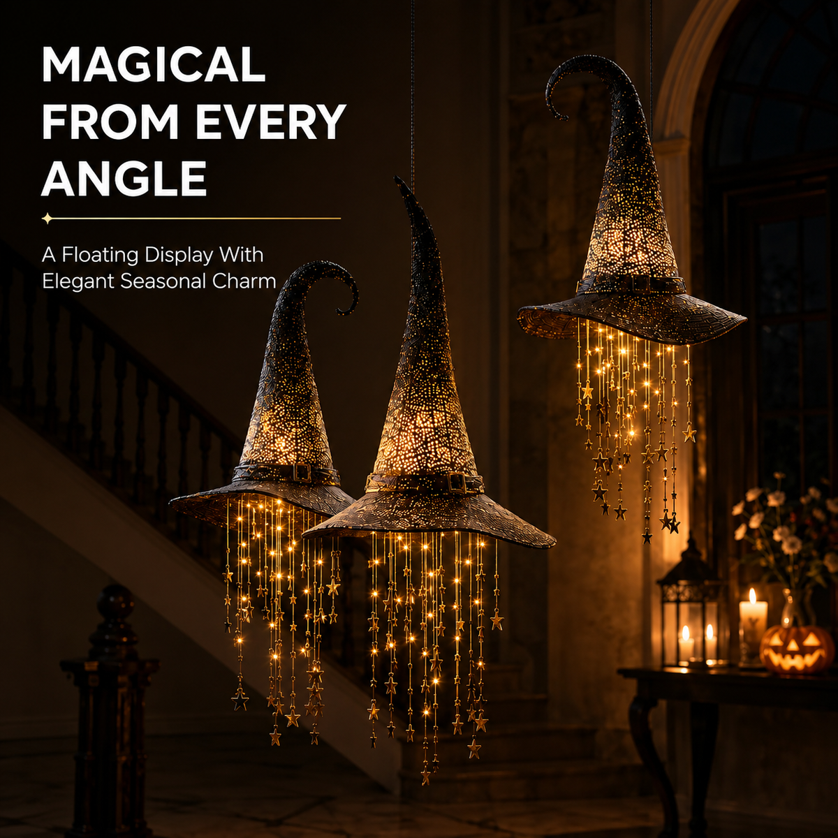 WitchGlow – Lighted Witch Hat Hanging Decor