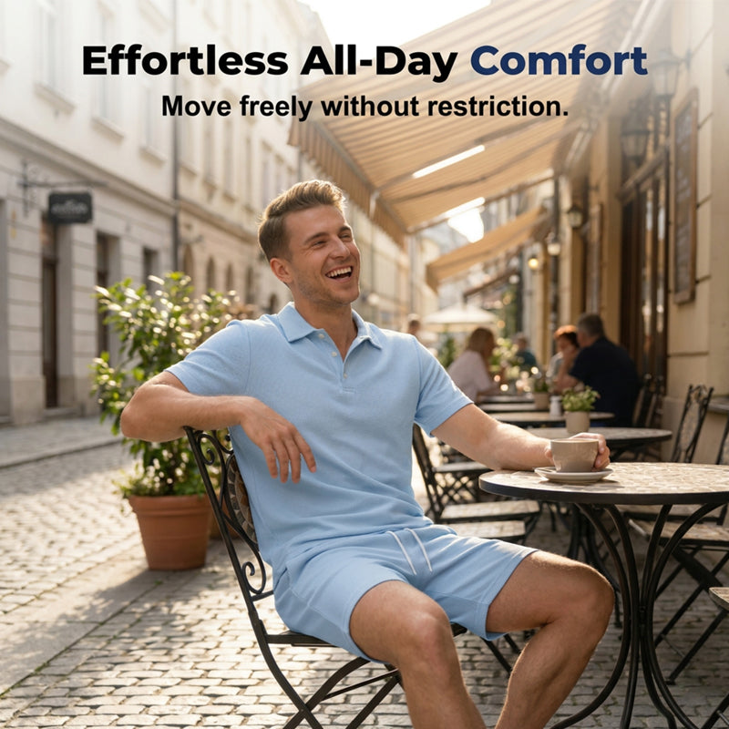 CoastalEase – Men’s Polo & Shorts Summer Outfit