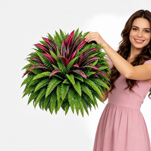 BloomNest – Lifelike Fern & Vibrant Dracaena Decor