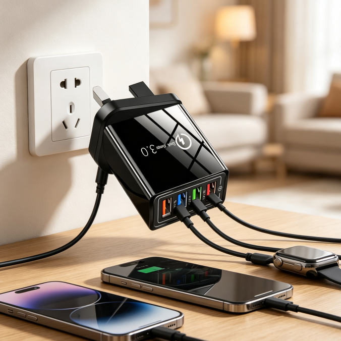 VoltarisCore – 4-Port Quick Charge Travel Adapter