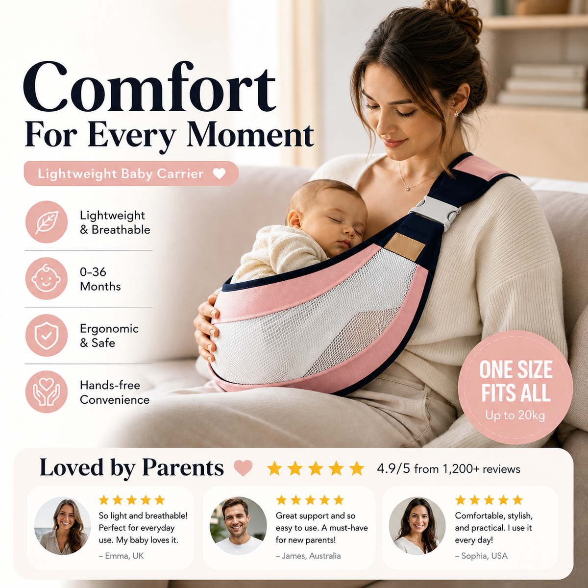 LumiNest – 4-In-1 Breathable Baby Carrier
