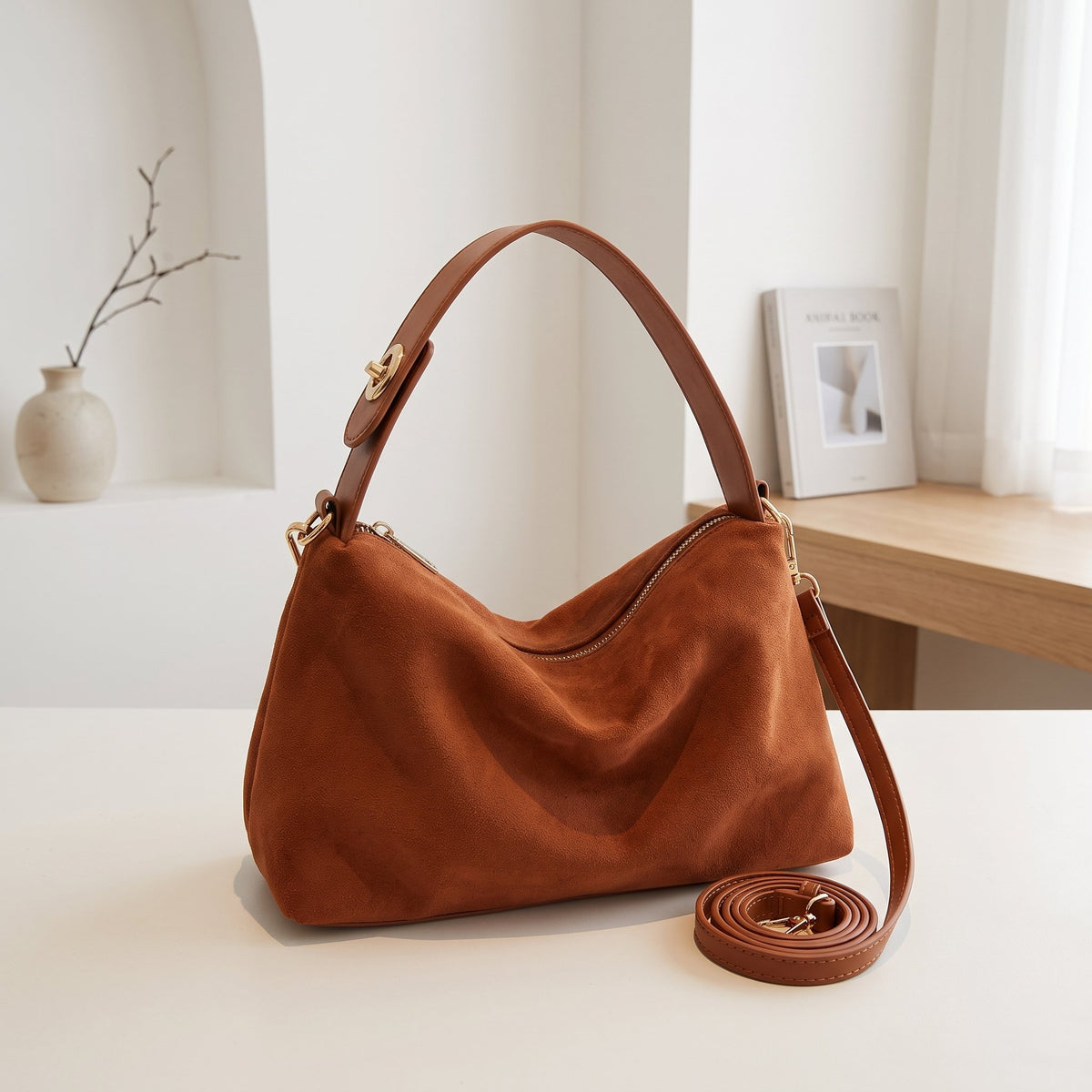 Vintara – Women’s Timeless Suede Boston Bag