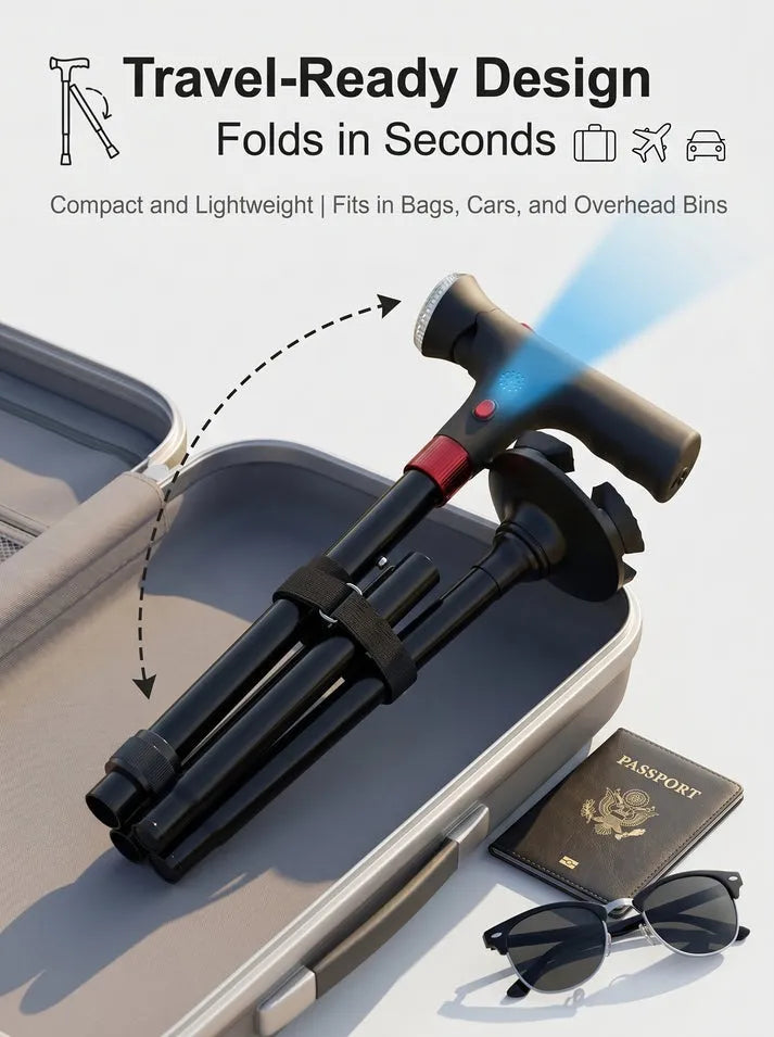 SafeStride – Smart Foldable Senior Walking Cane