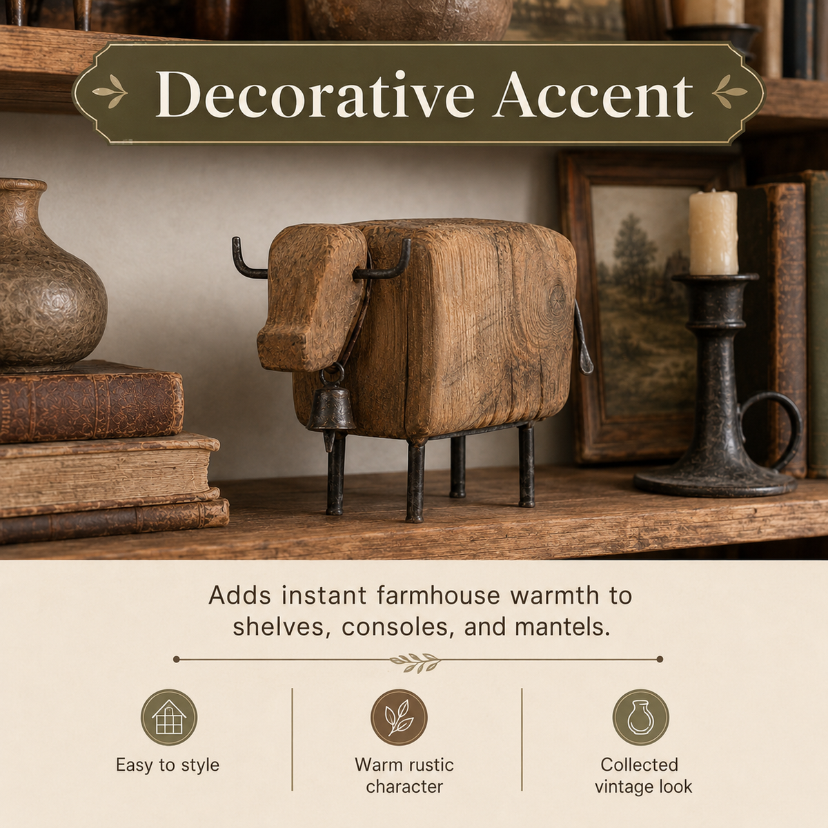 RusticRanch – Vintage Cow Tabletop Ornament