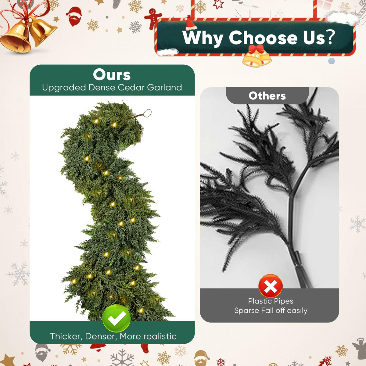 CedarCharm – Lush Pre-Lit Christmas Garland