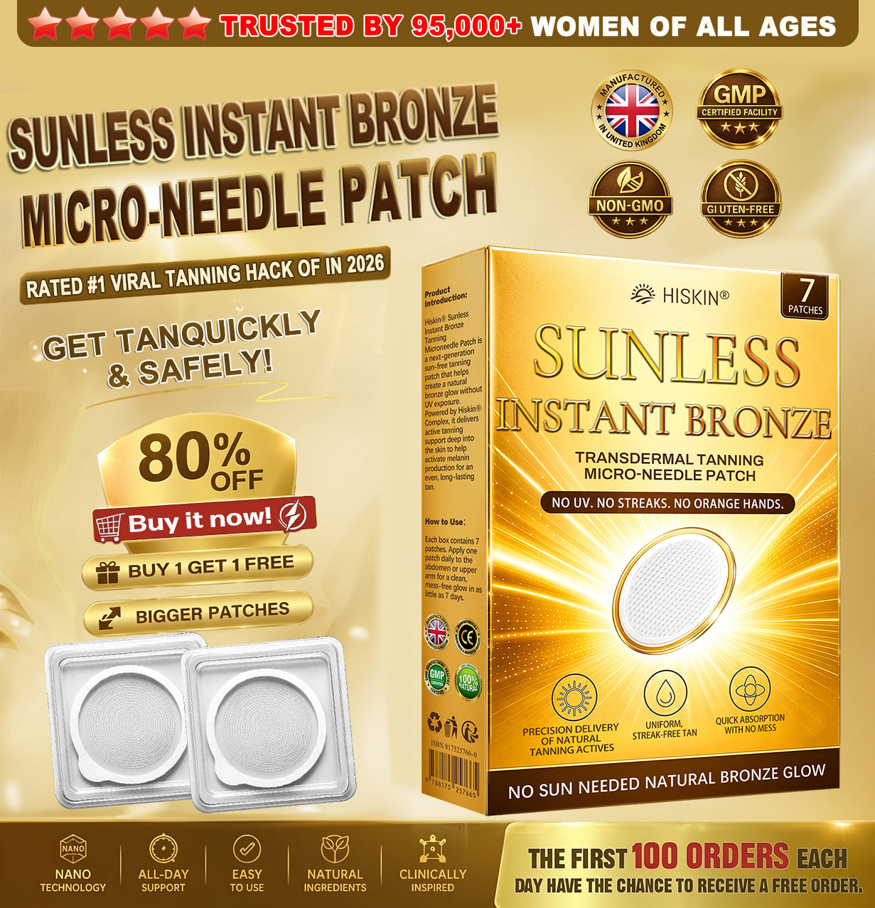 ☀️𝐒𝐮𝐧𝐥𝐞𝐬𝐬 𝐈𝐧𝐬𝐭𝐚𝐧𝐭 𝐁𝐫𝐨𝐧𝐳𝐞 𝐓𝐚𝐧𝐧𝐢𝐧𝐠 𝐌𝐢𝐜𝐫𝐨𝐧𝐞𝐞𝐝𝐥𝐞 𝐏𝐚𝐭𝐜𝐡 🇬🇧  (𝐉𝐮𝐬𝐭 𝐨𝐧𝐜𝐞 𝐚 𝐝𝐚𝐲) 𝐕𝐢𝐬𝐢𝐛𝐥𝐞 𝐁𝐫𝐨𝐧𝐳𝐞 𝐆𝐥𝐨𝐰 𝐢𝐧 𝟕 𝐃𝐚𝐲𝐬 ✅ 𝐍𝐨 𝐔𝐕, 𝐍𝐨 𝐎𝐫𝐚𝐧𝐠𝐞, 𝐍𝐨 𝐒𝐭𝐫𝐞𝐚𝐤𝐬, 𝐍𝐨 𝐃𝐇𝐀, 𝐍𝐨 𝐌𝐞𝐬𝐬.