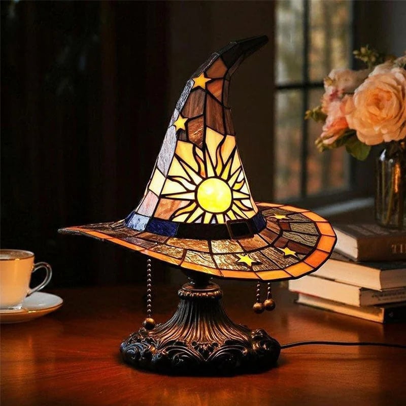 MysticGlow – Witch Hat Stained Glass Night Light