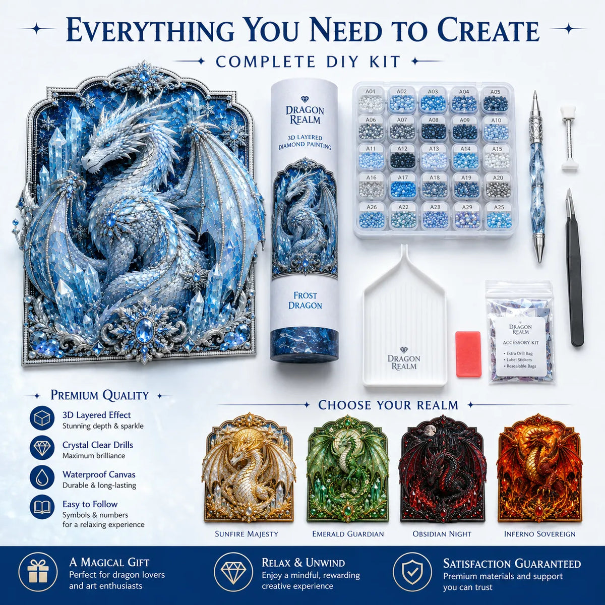 DragonCrest – 3D Fantasy Diamond Painting Kit
