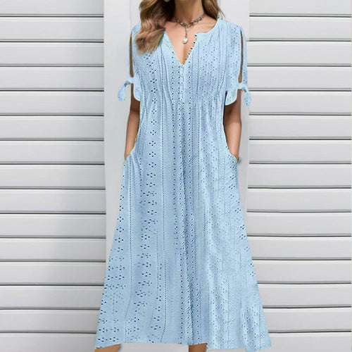 Arabella – Women's V-Neck Elegant Solid Dress