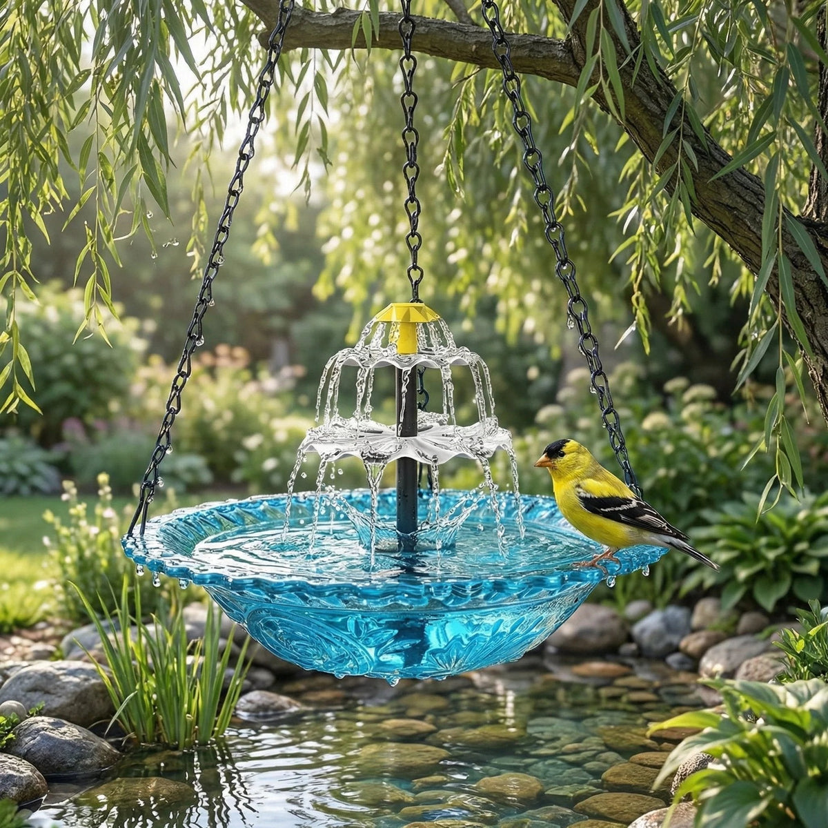 BirdOasis – Solar Hanging Cascade Fountain
