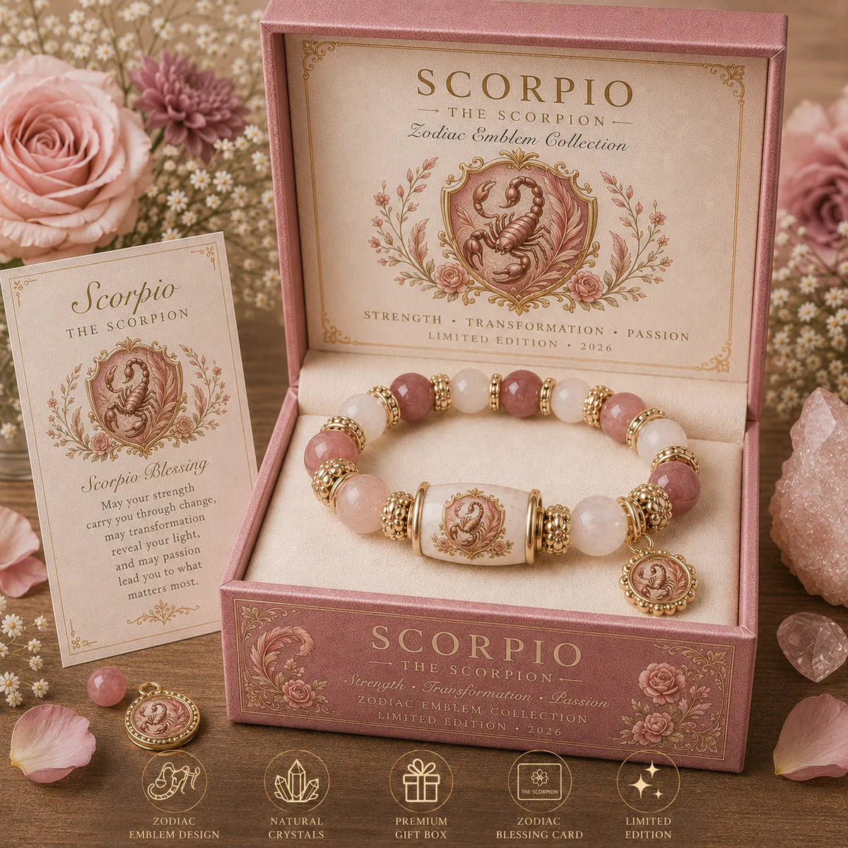 ZodiacBloom – Birth Sign Stone Charm Bracelet
