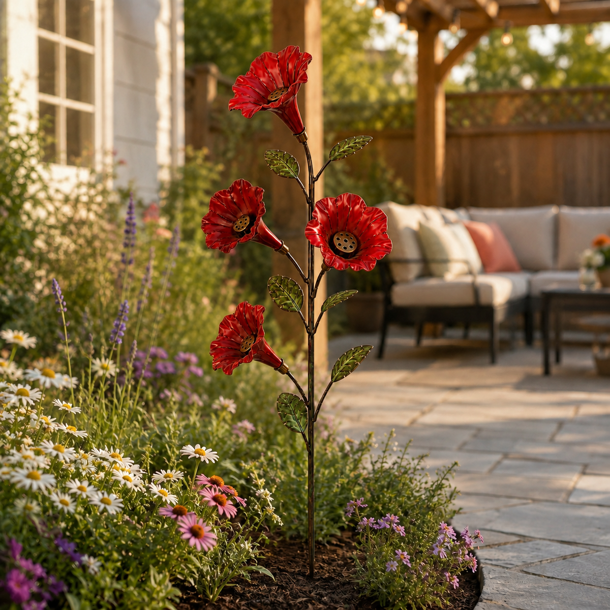 BloomCrest – Vintage Red Flower Hummingbird Feeder